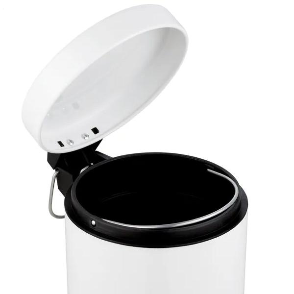 Imagem de 2 Lixo Lixeira Metal Branco Com Pedal 3L Cozinha Banheiro