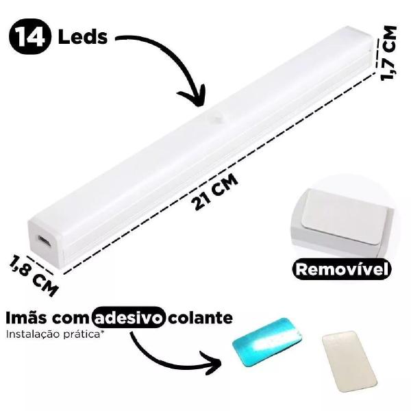 Imagem de 2 Luminaria Luz Led Lampada Spot Sensor Presença Inteligente