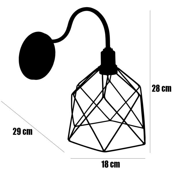 Imagem de 2 Luminárias Arandela de Parede Aramada Cálice Industrial Retro Preta Agp Ilumini Vintage