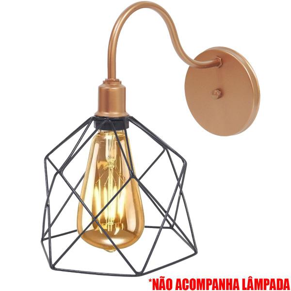 Imagem de 2 Luminárias Arandela de Parede Aramada Cálice Preto Industrial Retro Cobre Rose Gold Agp Ilumini