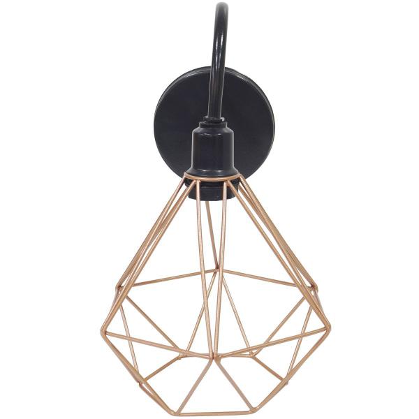 Imagem de 2 Luminárias Arandela de Parede Aramada Diamante Cobre Rose Gold Industrial Retro Preto Agp Ilumini