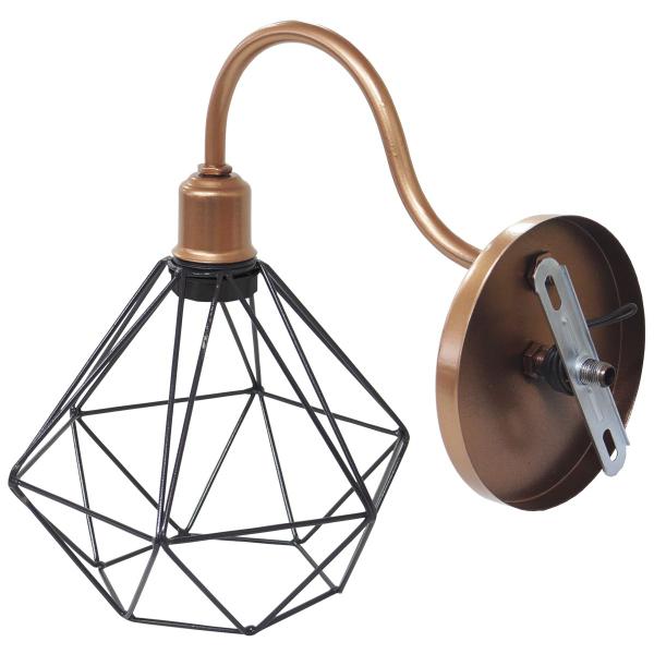 Imagem de 2 Luminárias Arandela de Parede Aramada Diamante P Industrial Retro + 2 Lâmpadas Led ST64 Vintage