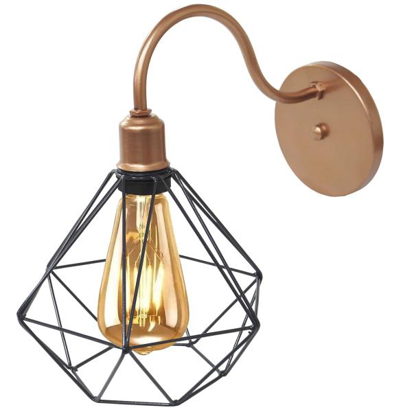 Imagem de 2 Luminárias Arandela de Parede Aramada Diamante P Industrial Retro + 2 Lâmpadas Led ST64 Vintage