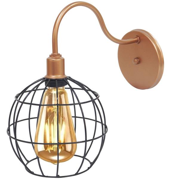 Imagem de 2 Luminárias Arandela de Parede Aramada Globo Industrial Retro + 2 Lâmpadas Led ST64 Vintage