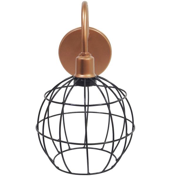 Imagem de 2 Luminárias Arandela de Parede Aramada Globo Preto Industrial Retro Cobre Rose Gold Agp Ilumini