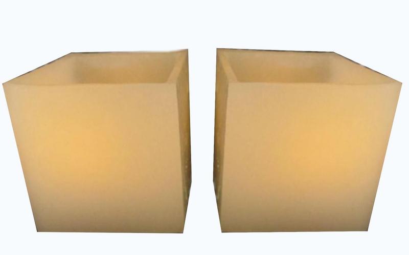 Imagem de 2 Luminárias Em Parafina 8x8x8cm + 2 Velas De Led Decoração