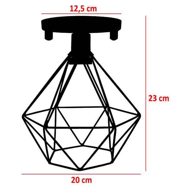 Imagem de 2 Lustre Teto Plafon + 2 Lâmpada Led St64 Industrial Aramado Diamante Retrô Luminária Vintage