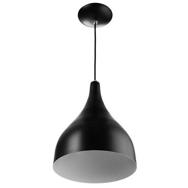 Imagem de 2 Lustres Pendente Gota Media Alumínio 30cm Preto + Lampada