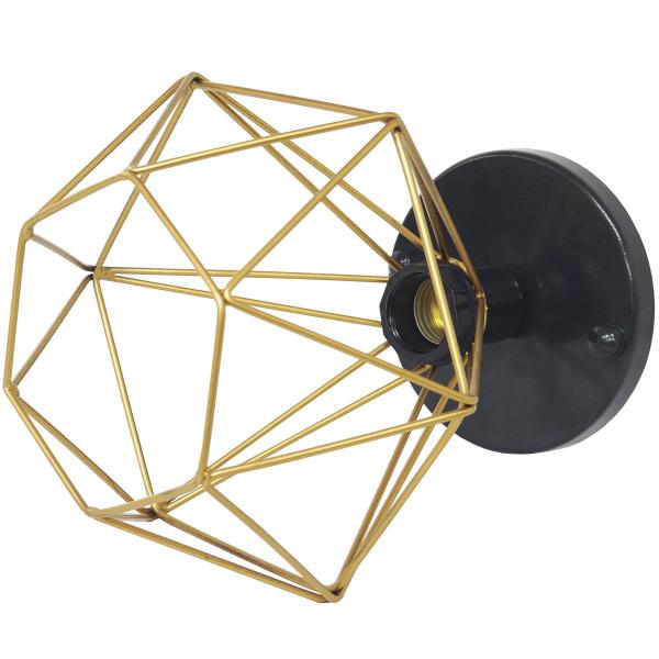 Imagem de 2 Lustres Teto Plafon + 2 Lâmpadas Led St64 Industrial Aramado Diamante Dourado Retrô Vintage Preto