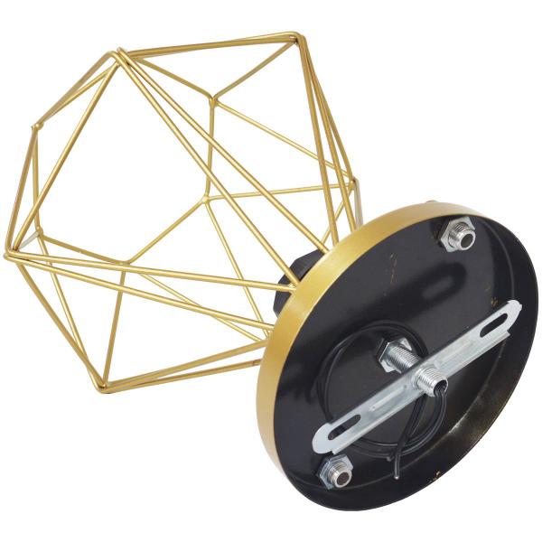 Imagem de 2 Lustres Teto Plafon + 2 Lâmpadas Led St64 Industrial Aramado Diamante Retrô Vintage Dourado