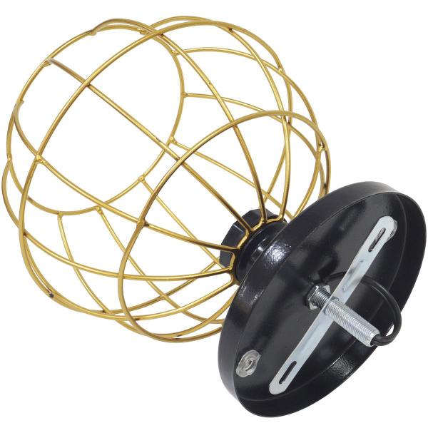 Imagem de 2 Lustres Teto Plafon + 2 Lâmpadas Led St64 Industrial Aramado Globo Dourado Retrô Vintage Preto