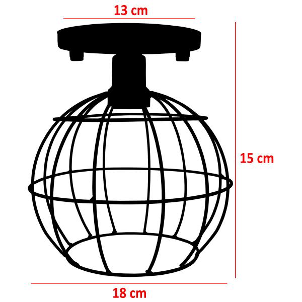 Imagem de 2 Lustres Teto Plafon + 2 Lâmpadas Led St64 Industrial Aramado Globo Preto Retrô Vintage Dourado