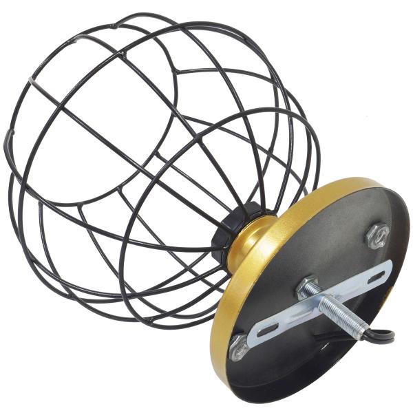 Imagem de 2 Lustres Teto Plafon + 2 Lâmpadas Led St64 Industrial Aramado Globo Preto Retrô Vintage Dourado