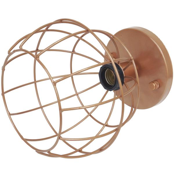 Imagem de 2 Lustres Teto Plafon Industrial Aramado Globo Retrô Luminária Vintage Cobre Rose Gold Agp Ilumini