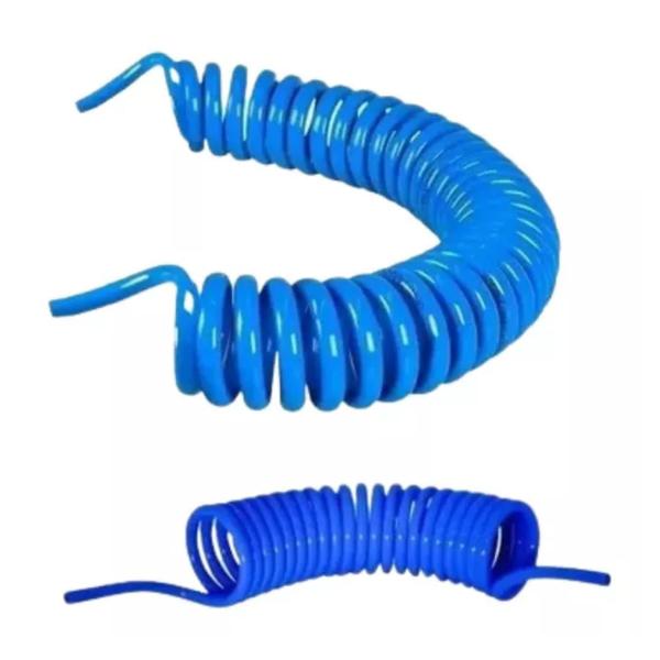 Imagem de 2 Mangueiras Espiral Pu Azul 8mm X 3,5 M P/ Ar Comprimido