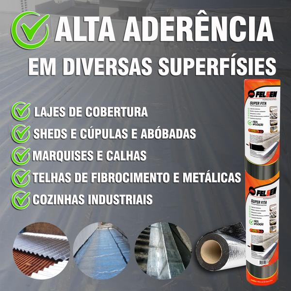 Imagem de 2 manta asfáltica para telhado laje rufos impermeabilizante aluminizada auto adesiva 90cm x 10MT