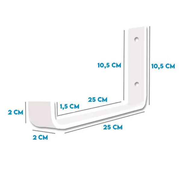Imagem de 2 Mão Francesa Invertida Suporte de Prateleira 25 cm Branca
