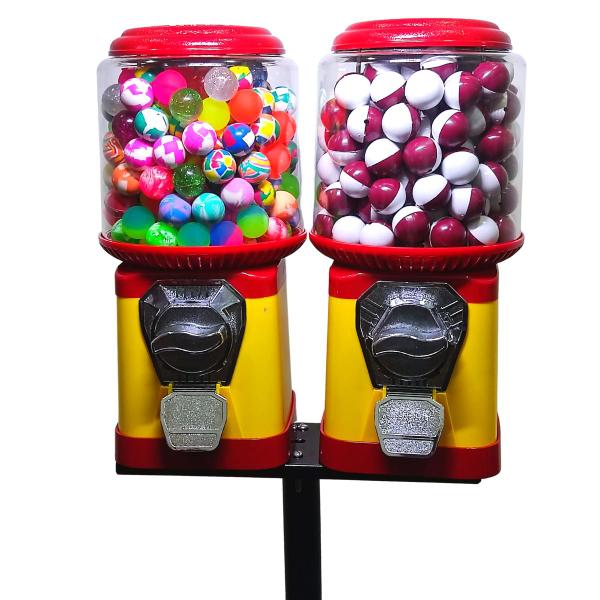 Imagem de 2 Maquinas de bolinha pula pula chicletes vending machine + Pedestal duplo + 1000 bolas 27mm