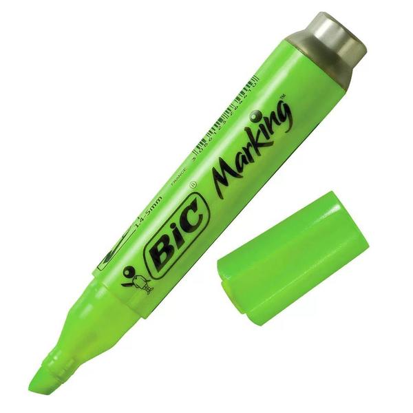 Imagem de 2 Marcadores Texto Verde Fluorescente Ponta Chanfrada 5.5mm