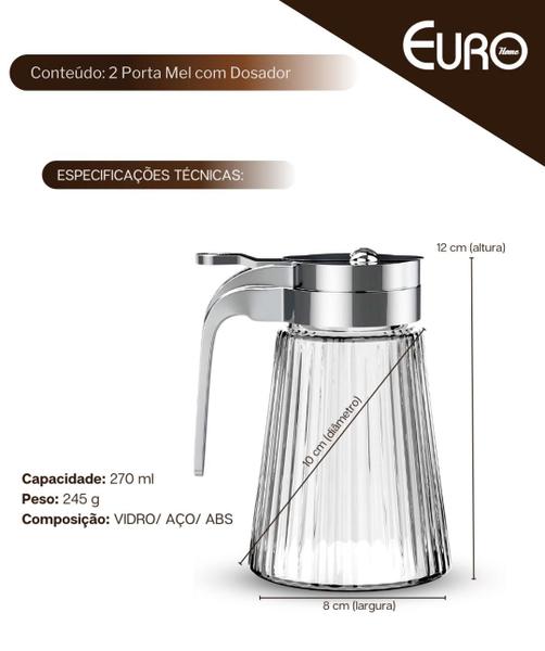 Imagem de 2 Meleira Para Mel Com Dosador 270ml Mesa Posta Café Da Manhã Euro Home