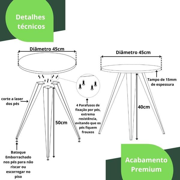 Imagem de 2 Mesinhas Lateral De Canto Para Sala e Quarto Redonda B.M