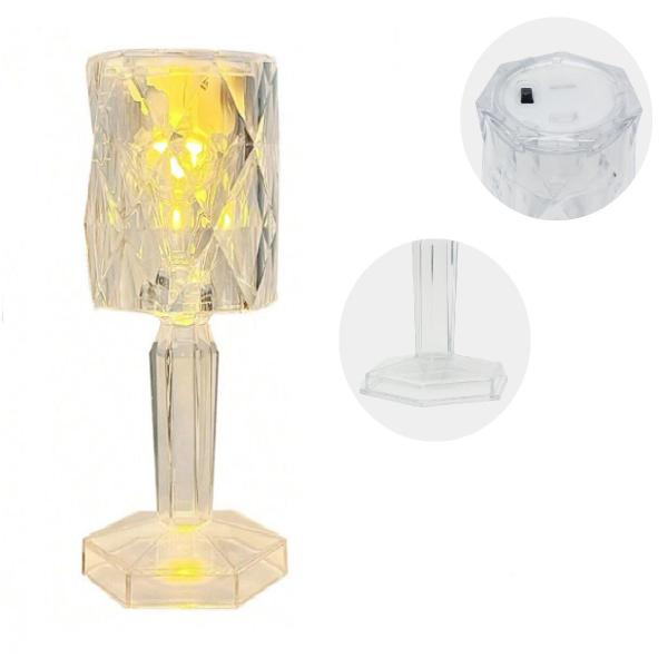 Imagem de 2 Mini Abajur Cristal Luz Led Amarelo para Quarto Decoração