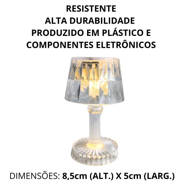 Imagem de 2 Mini Abajur LED Luminaria Decoração em Acrílico Luxo