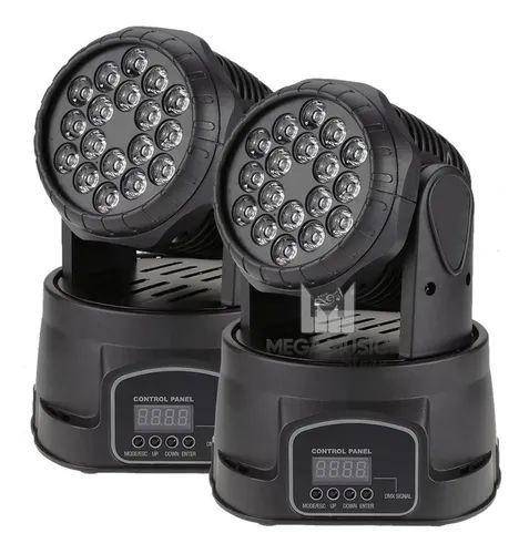 Imagem de 2 Mini Moving Head Wash 18 Quadrileds Rgbw Iluminação Dj