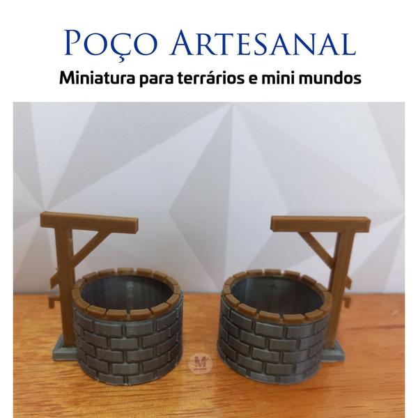 Imagem de 2 Mini Poço Artesanal miniaturas para maquetes, Terrarios, Mini mundos, Casa de boneca