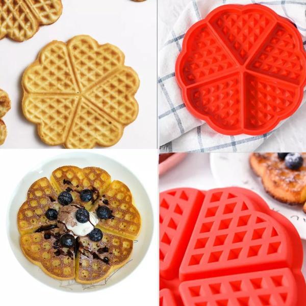 Imagem de 2 Moldes Waffles Coração Silicone Forma Assadeira Air Fryer