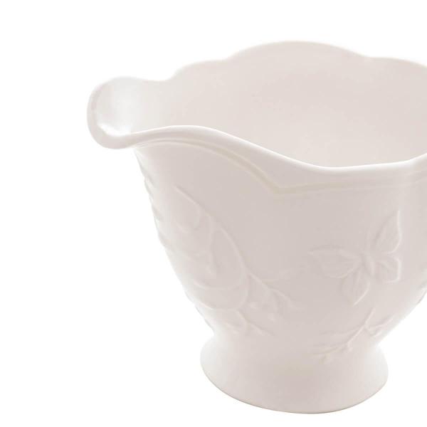 Imagem de 2 Molheiras Porcelana Branca 200ml New Bone Lyor Butterfly Flowers Porta Caldas