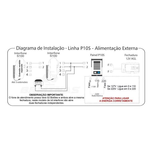 Imagem de 2 Monofone Interfone Universal Agl S100 Pra Porteiro Preto