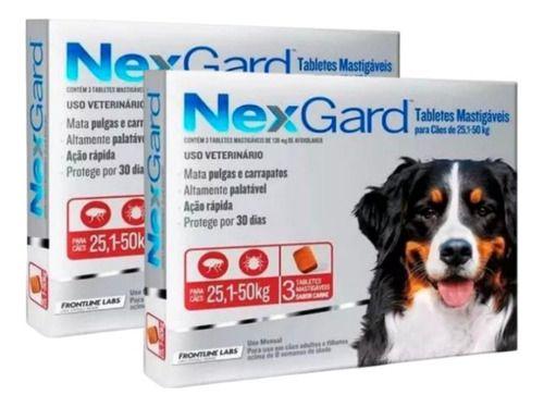 Imagem de 2 Nexgard Para Cães De 25 Á 50 Kg 6 Cp Antipulga E Carrapato