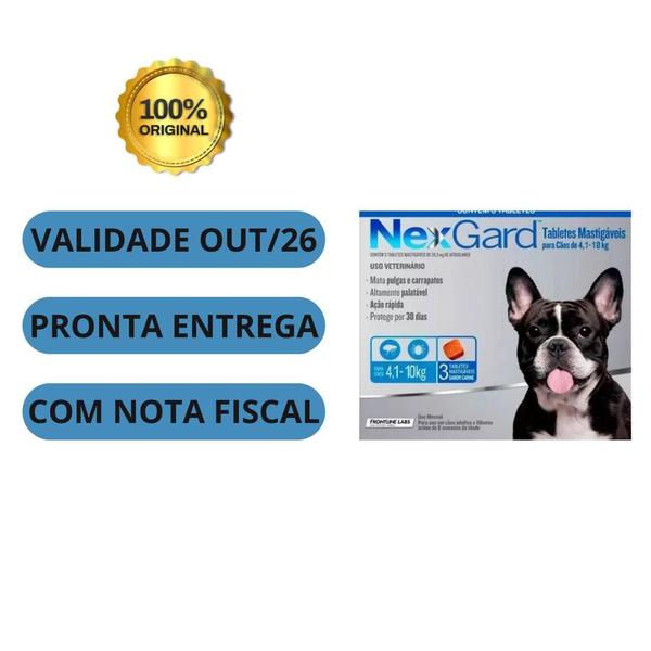 Imagem de 2 Nexgard Para Cães De 4,1 Á 10 Kg 6 Cp Antipulgas Kit