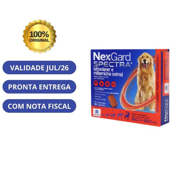 Imagem de 2 Nexgard Spectra Para Cães 30,1 A 60kg Antipulgas 6 tbl