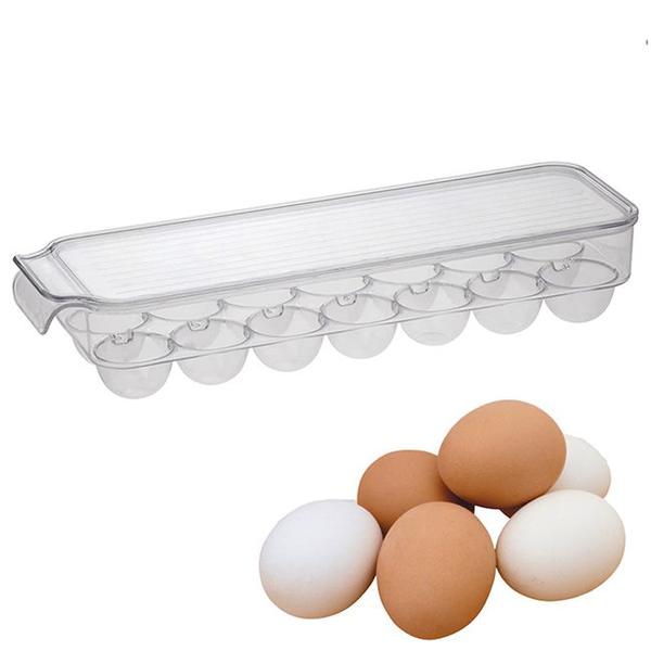 2 Organizadores De Ovos Com Tampa Para Geladeira Com 14 Cavidades 37,5x11,5cm - Paramount - Paramount Plásticos Imagem de 2 Organizadores De Ovos Com Tampa Para Geladeira Com 14 Cavidades 37,5x11,5cm - Paramount