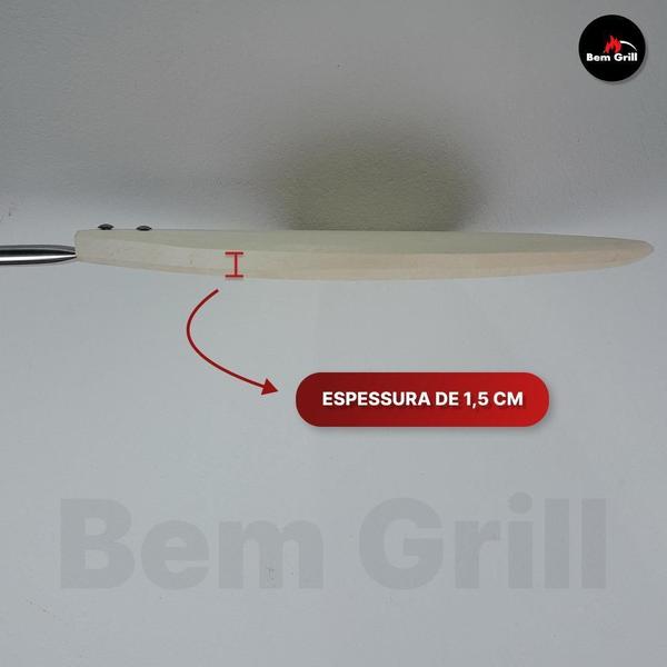 Imagem de 2 Pá Para Pizza Madeira E Inox 30Cm Forno Lenha Cabo Inox