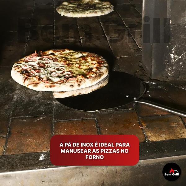 Imagem de 2 Pa Pizza E Massas Aço Inox E Madeira 30Cm Cabo Curto