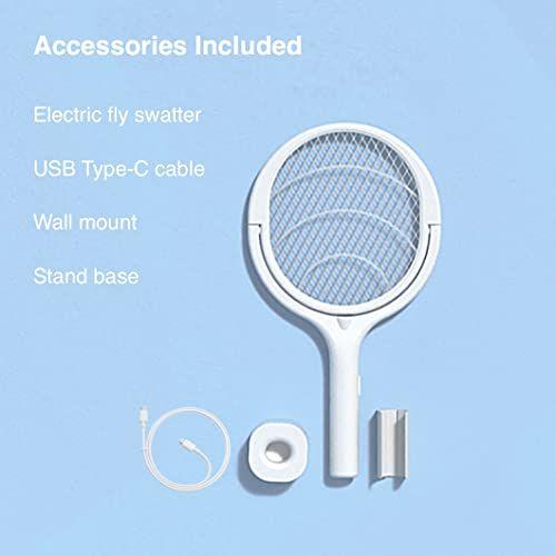 Imagem de 2-Pack Anne Diary Electric Bug Zapper Racket Mosquito Fly Gnat Wasp Killer USB Type-C Recarregável Electric Fly Swatter Racket Fly Mosquito Zapper Indoor Rotating Head (Twin-Pack)