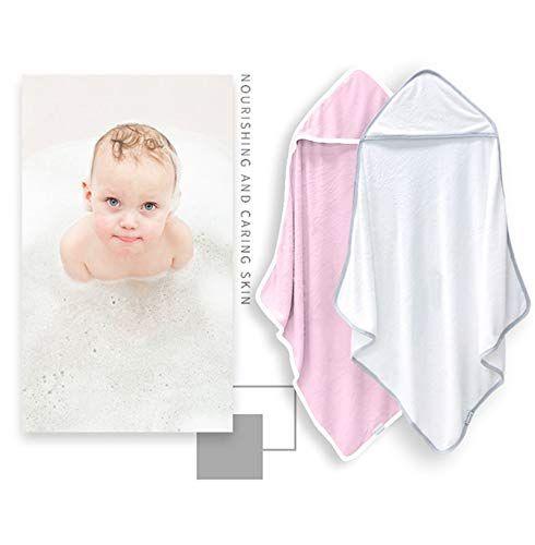 Imagem de 2 Pack Premium Bamboo Baby Bath Towel - Toalhas com Capuz Ultra Macio para Bebês, Criança, Bebê - Recém-Nascido Essencial -Perfeito Registro de Bebê Presentes para Menina do Menino - Rosa e Branco