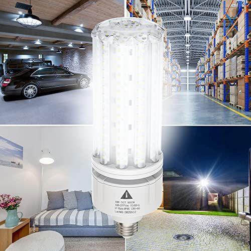 Imagem de 2 Pacote 100W LÂMPADA DE MILHO LED 5000K Luz de Luz 15000 Lumens Super Brilhante, E26/E39 Base Led Lâmpadas de milho Substituem o metal Halide HID CFL para o outdoor Commercial Industrial Lighting Garage Warehouse Quintal