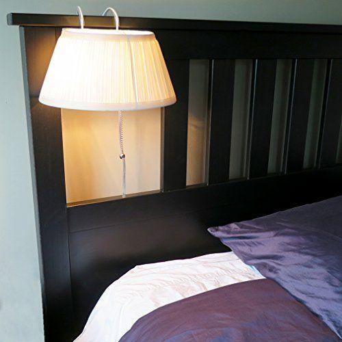 Imagem de 2 Pacote - Evelots Bed Headboard Reading Lamp/Light-Soft Fabric Shade-Easy ON/Off Pull Cord