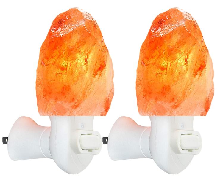 Imagem de 2 Pacote Himalayan Salt lamp Night Light Salt Rock Hand Esculpido Natural Pink Himalayan Salt Lamps for bedrooms Night Light Plug in Wall Light Air Purifying Lighting/Decor