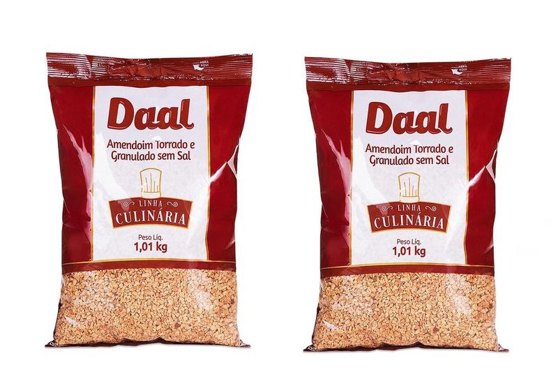 2 Pacotes de Amendoim torrado e granulado sem sal 1,01kg - Daal Imagem de 2 Pacotes de Amendoim torrado e granulado sem sal 1,01kg