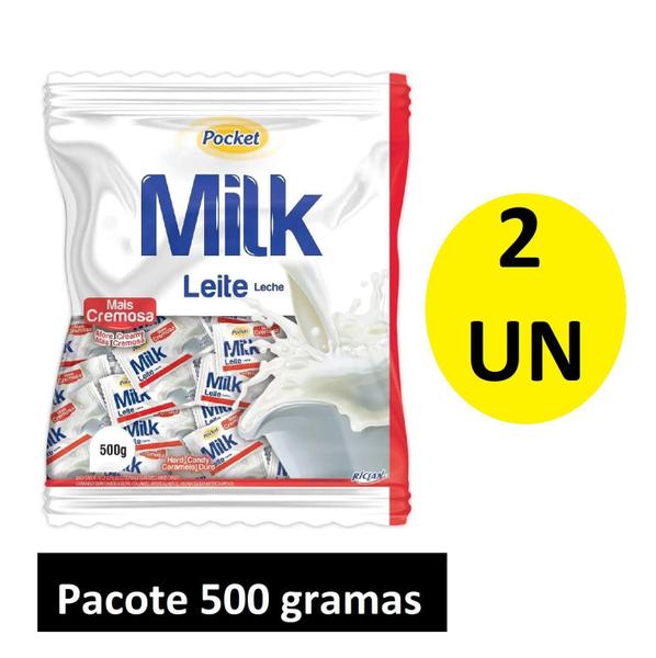 Imagem de 2 Pacotes De Bala De Milk Leite Mais Cremosa Pocket 500G