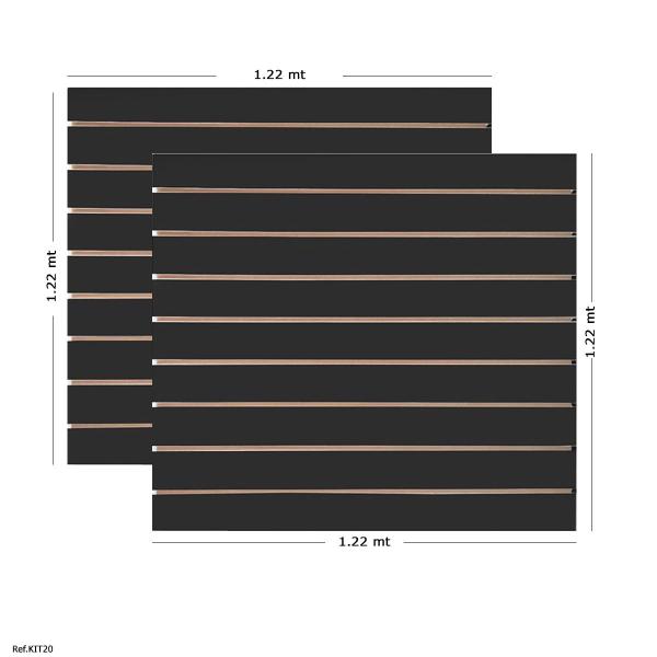 Imagem de 2 Paineis Canaletado Preto - 1,22 x 1,22 + Canaletas Amarelas