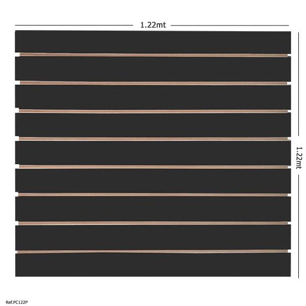 Imagem de 2 Paineis Canaletado Preto - 1,22 x 1,22 + Canaletas Brancas