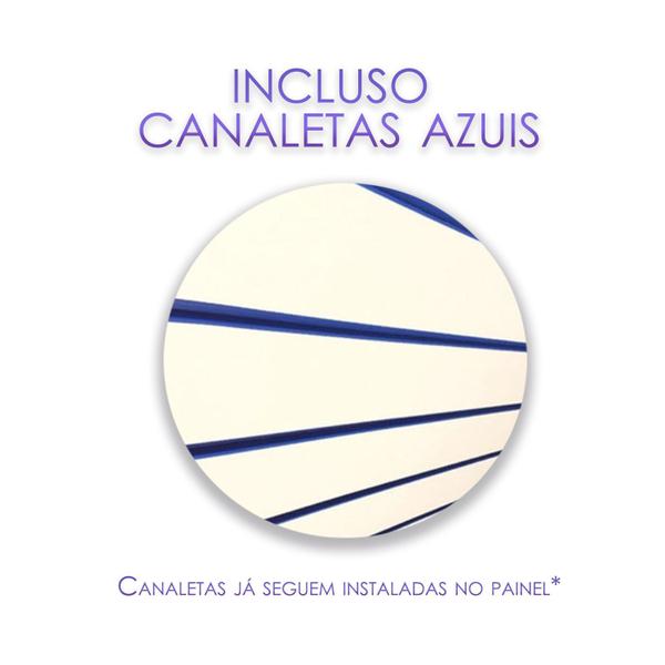 Imagem de 2 Paineis Canaletados - 2,44 x 1,22 + 100 Ganchos 20cm + Canaleta Azul