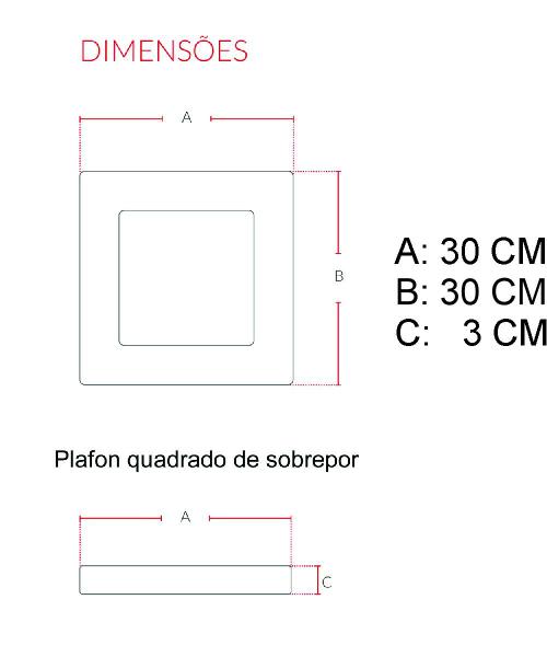 Imagem de 2 Painel Plafon Led 24w Sobrepor Quadrado 30Cm 3000k Avant