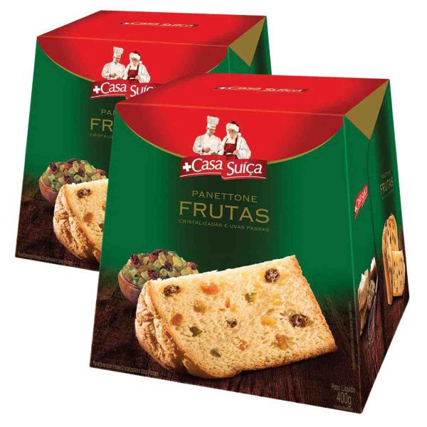 2 Panetones Casa Suíça, Tradicional, Pannetone de 400g - Casa Suiça Imagem de 2 Panetones Casa Suíça, Tradicional, Pannetone de 400g